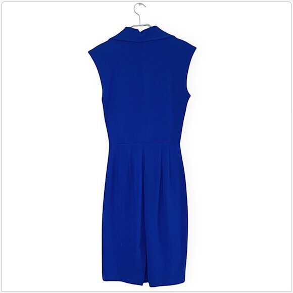 Cache Contour Collection Royal Blue Ponte Knit Collared Bodycon Sheath Dress 4 6 - Picture 3 of 4